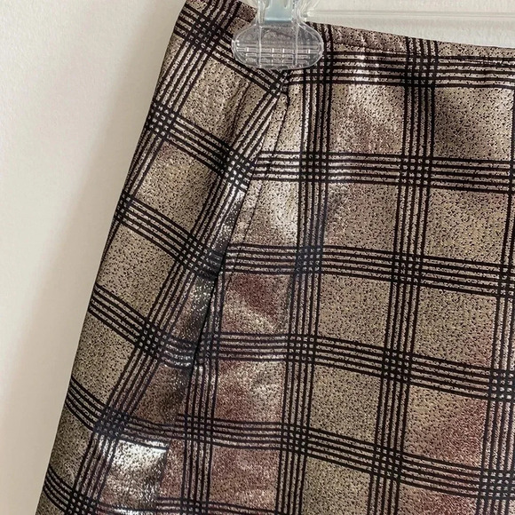Urban Outfitters Gold metallic and Black Plaid Mini Skirt - Picture 5 of 7